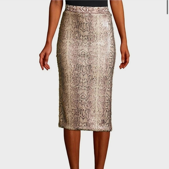 Revolve Le Superbe Liza Column Gold Sequined Snake Print Skirt Sz XS - Picture 6 of 9
